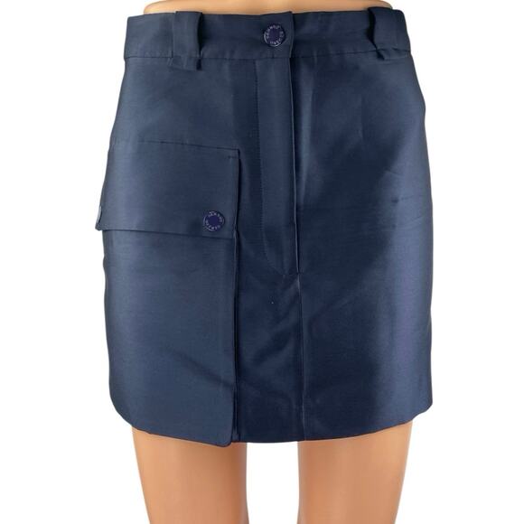 Sandro Women's Blue High Waisted Utility Straigth Pencil Mini Skirt Size 34 - Picture 1 of 5